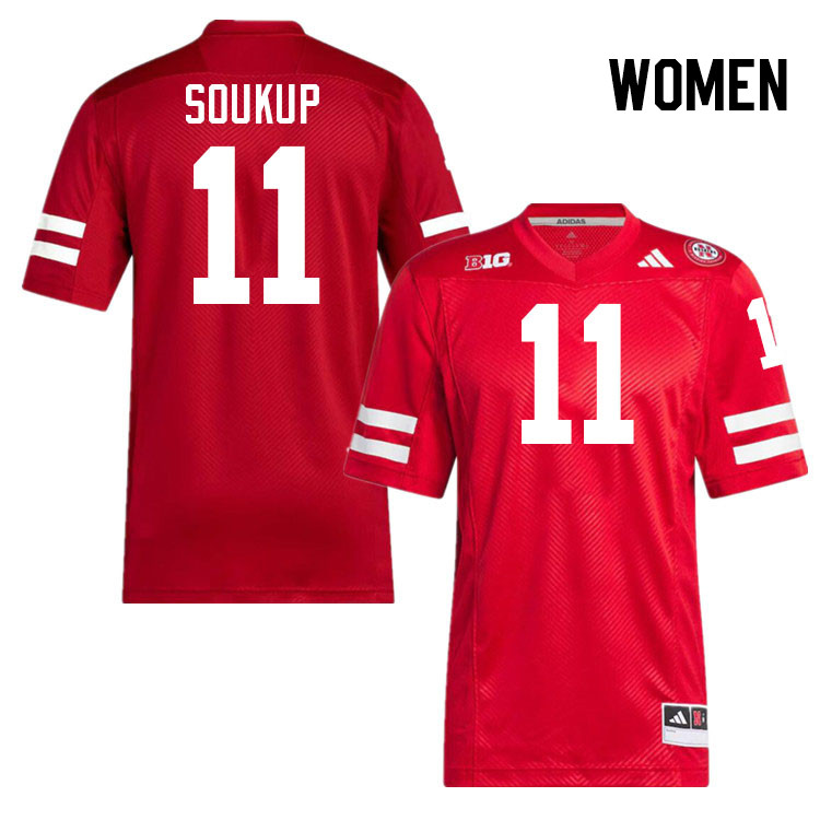 Women #11 Bode Soukup Nebraska Cornhuskers College Football Jerseys Stitched Sale-Scarlet